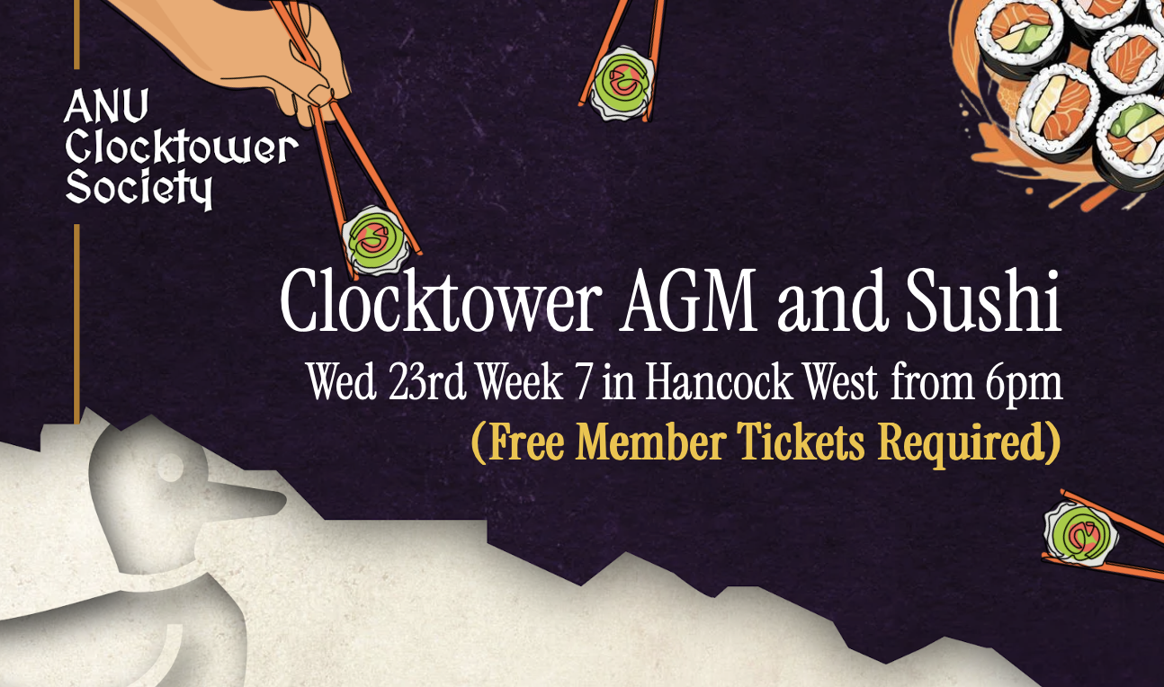 Official artwork for Clocktower and Sushi Week 7 & AGM · 2026-09-23