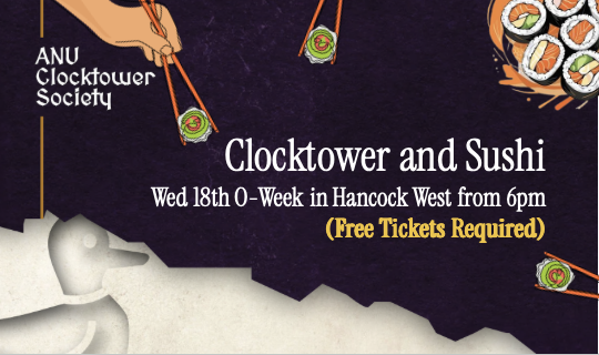 Official artwork for O-Week Clocktower and Sushi · 2026-02-18